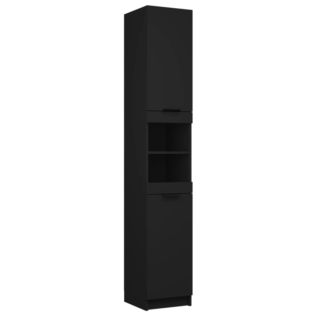 vidaXL Dulap de baie, negru, 32x34x188,5 cm, lemn prelucrat