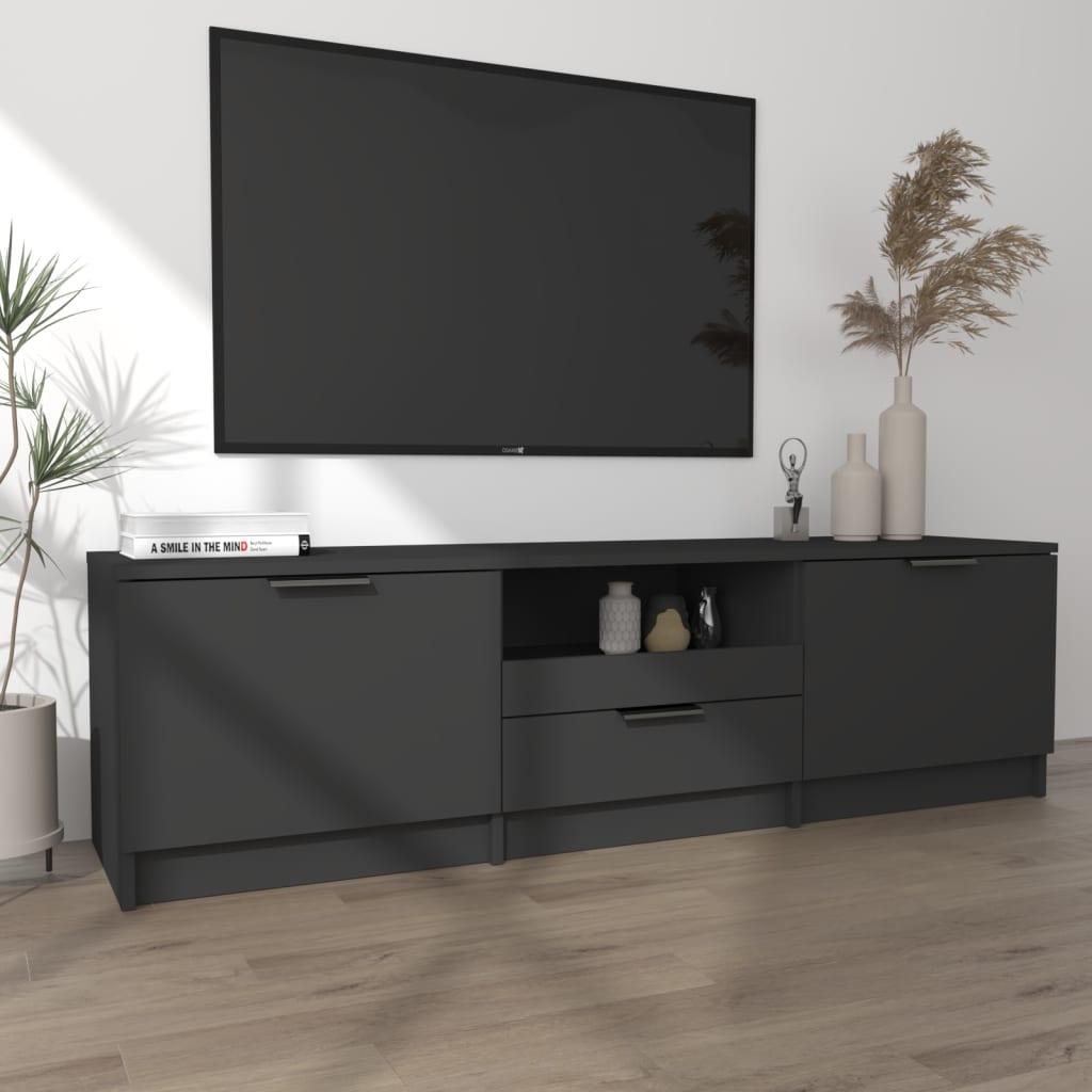 vidaXL Comodă TV, negru, 140x35x40 cm, lemn prelucrat