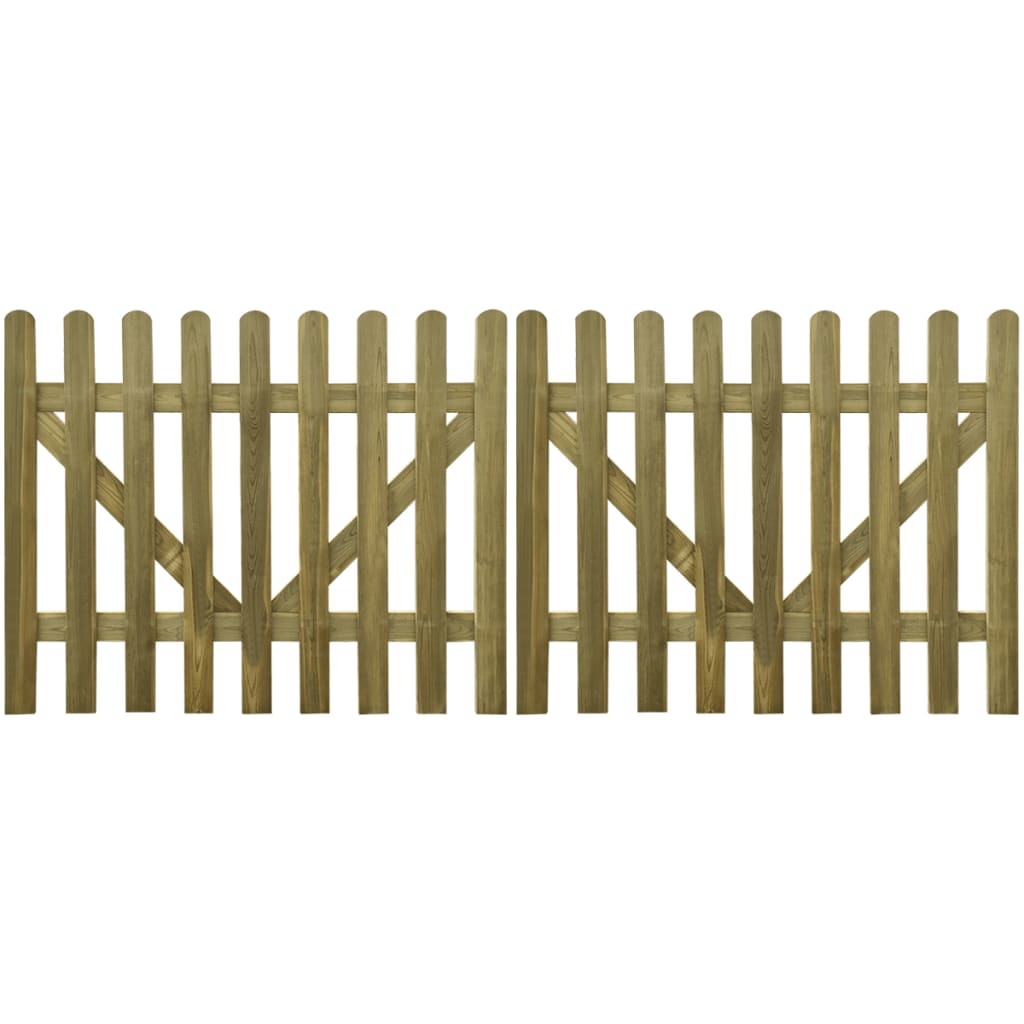 vidaXL Poartă de gard cu scânduri, 2 buc., 300 x 120 cm, lemn tratat