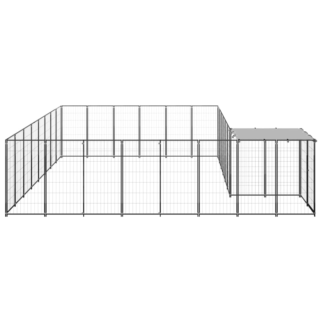 vidaXL Padoc pentru câini, negru, 15,73 m², oțel