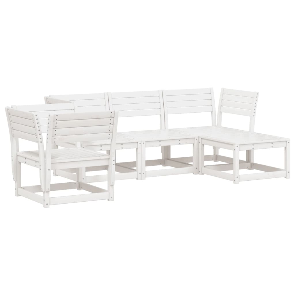 vidaXL Set mobilier relaxare de grădină 5 piese alb lemn masiv de pin