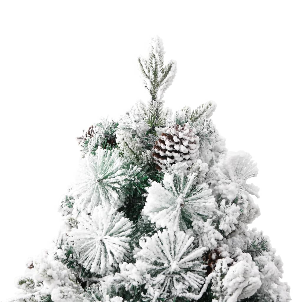 vidaXL Brad de Crăciun pre-iluminat cu zăpadă & conuri, 225 cm, PVC&PE