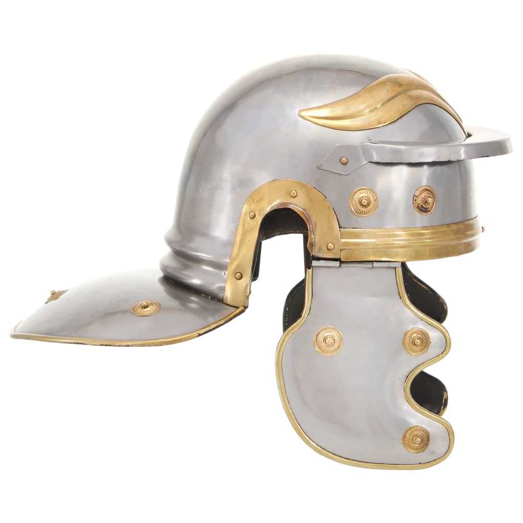 vidaXL Coif soldat roman aspect antic, jocuri roluri, argintiu, oțel