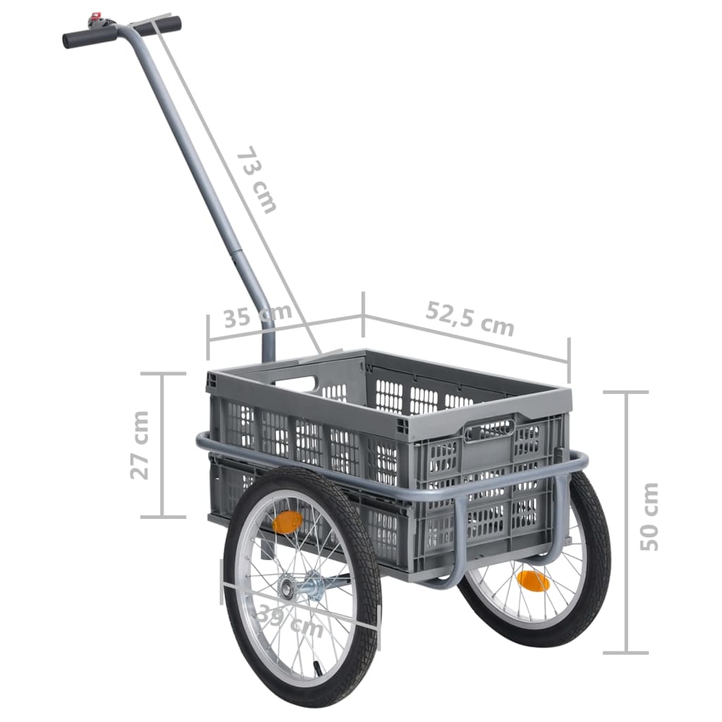 vidaXL Remorcă de bicicletă & cutie transport pliabilă 50 L gri 150 kg