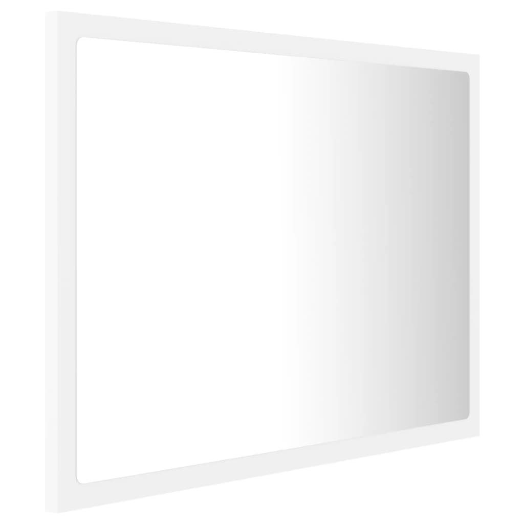 vidaXL Oglindă de baie cu LED, alb, 60x8,5x37 cm, acril