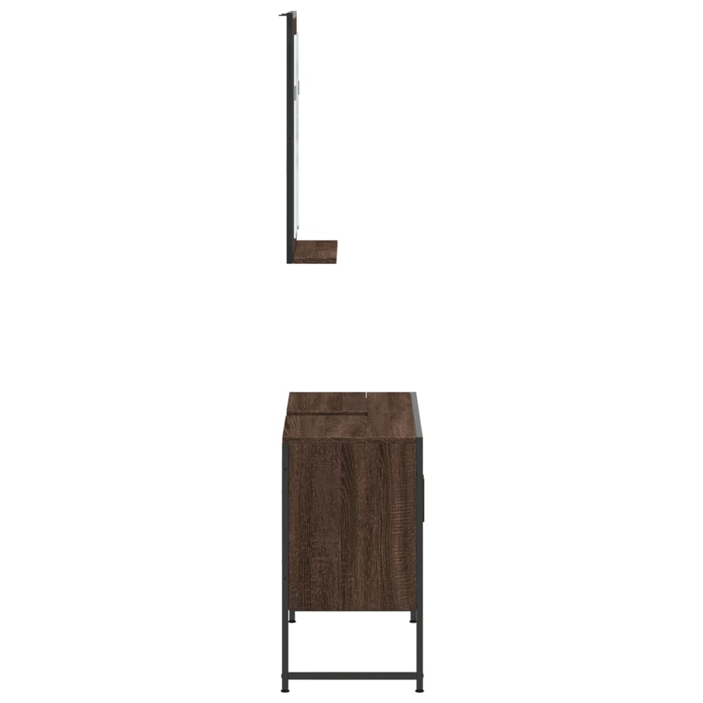 vidaXL Set dulapuri de baie, 2 piese, stejar maro, lemn prelucrat
