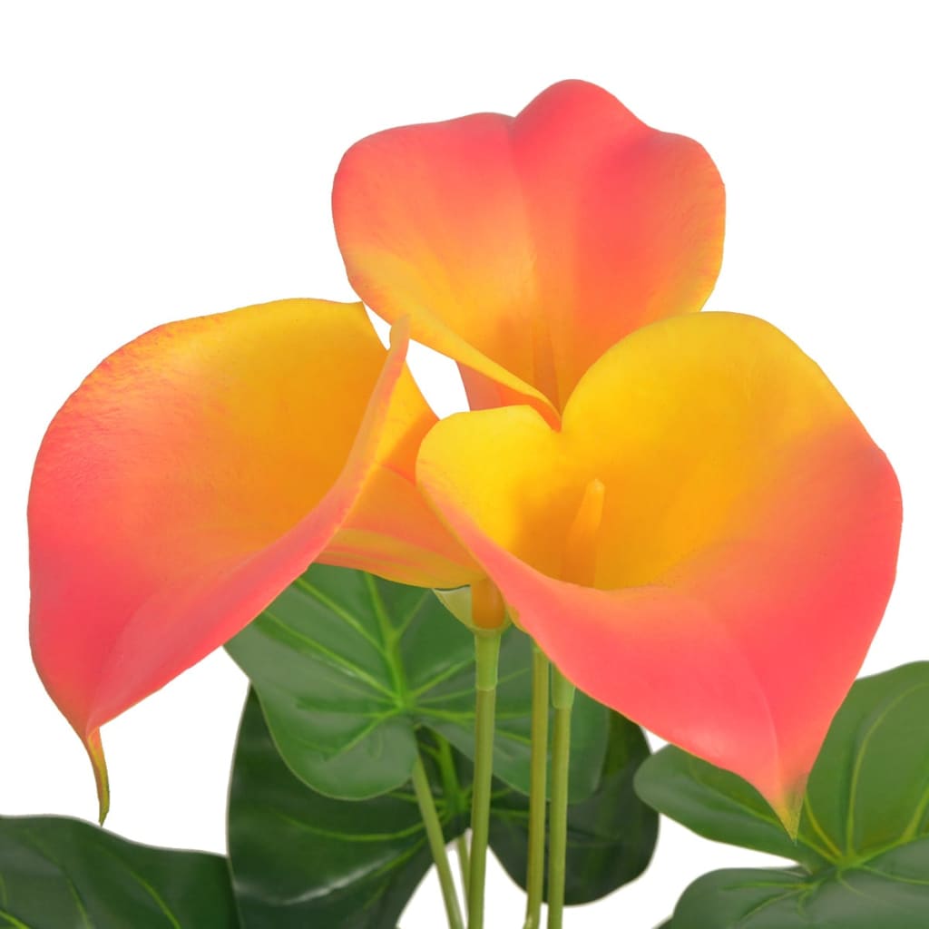 vidaXL Floare de crin cală artificială cu vază, 45 cm, roșu și galben
