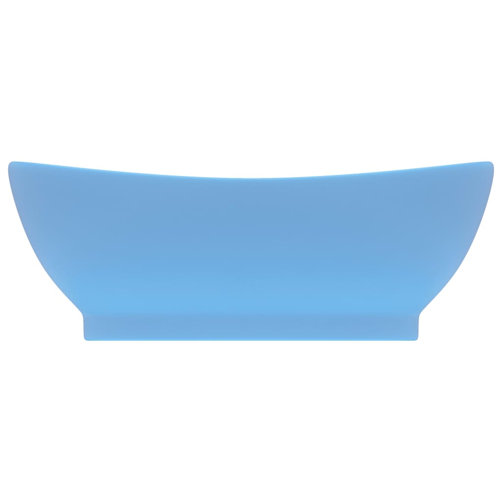 vidaXL Chiuvetă lux cu preaplin, bleu mat, 58,5x39 cm, ceramică, oval
