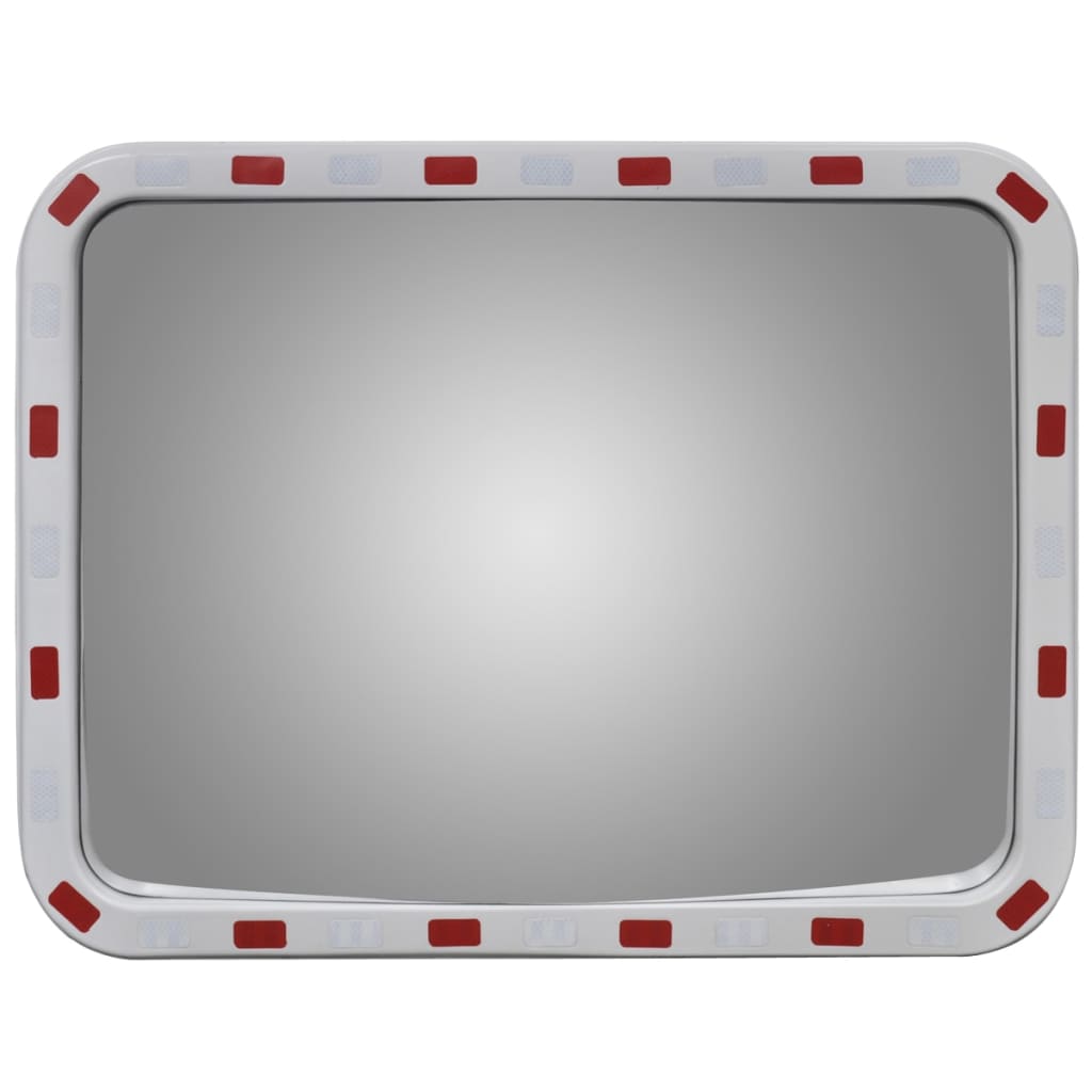 Oglindă de trafic convexă dreptunghiulară, 60 x 80 cm, cu reflectoare