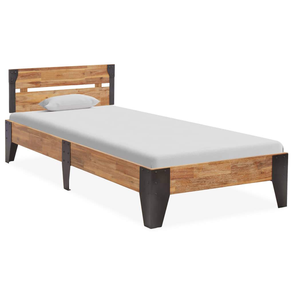 vidaXL Cadru de pat, 90 x 200 cm, lemn masiv acacia cu finisaj periat