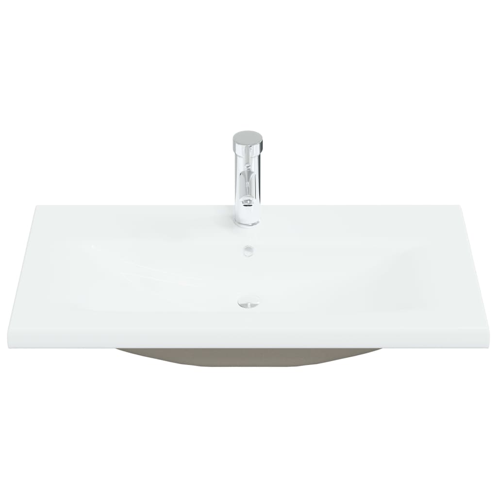vidaXL Chiuvetă încorporată cu robinet, alb, 81x39x18 cm, ceramică