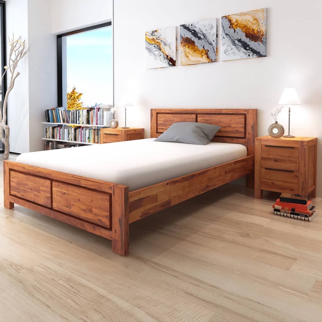 vidaXL Cadru de pat, 140 x 200 cm, lemn masiv de acacia