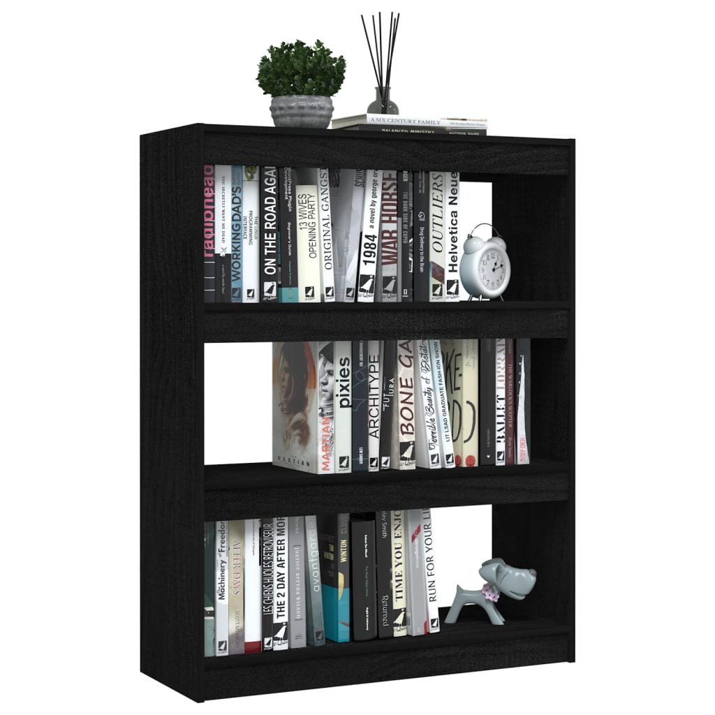 vidaXL Bibliotecă/Separator cameră, negru, 100x30x103 cm, lemn de pin