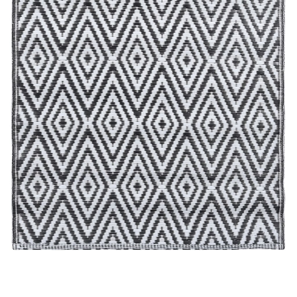 vidaXL Covor de exterior, alb și negru, 120x180 cm, PP