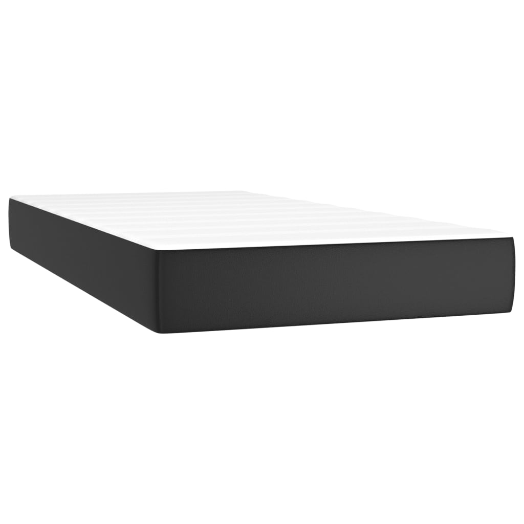 vidaXL Pat box spring cu saltea, negru, 200x200 cm, piele ecologică