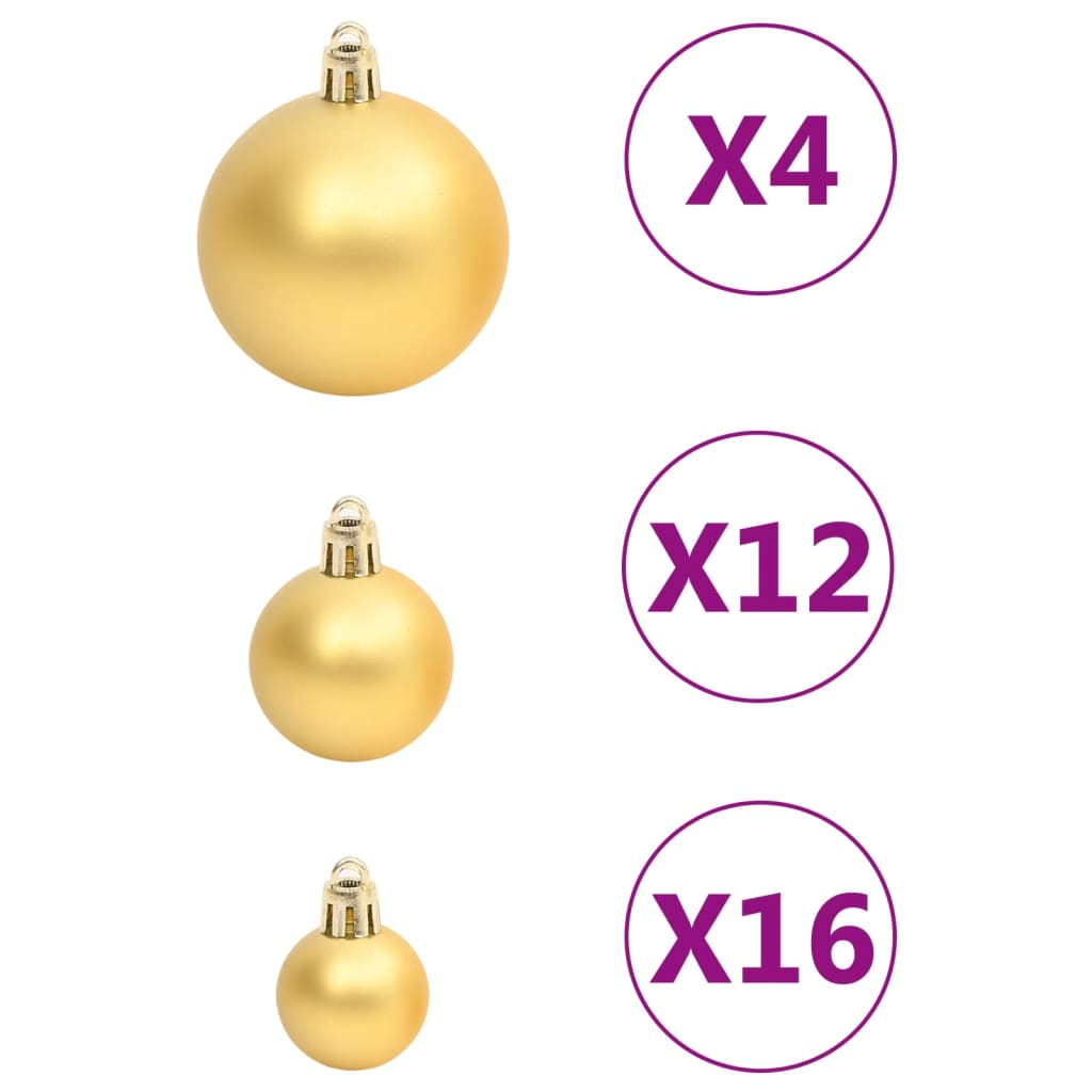 vidaXL Set globuri de Crăciun 111 buc. auriu polistiren