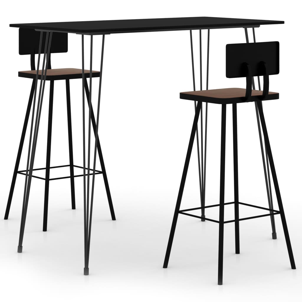 vidaXL Set mobilier de bar, 3 piese, negru