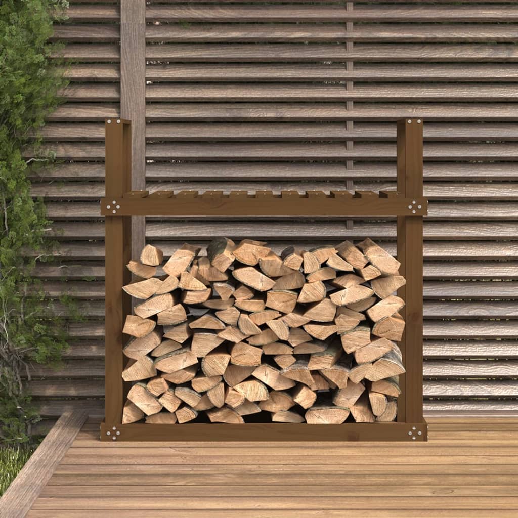 vidaXL Rastel lemne de foc, maro miere, 110x35x108,5 cm lemn masiv pin