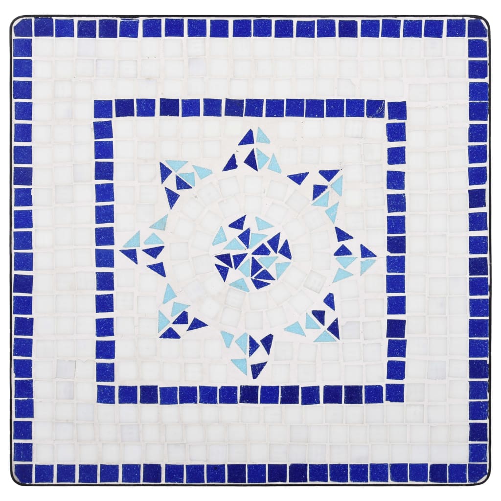 vidaXL Set de bistro mozaic, 3 piese, albastru & alb, placă ceramică