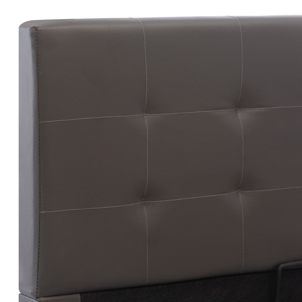 vidaXL Cadru pat hidraulic cu ladă, gri, 100 x 200 cm, piele ecologică