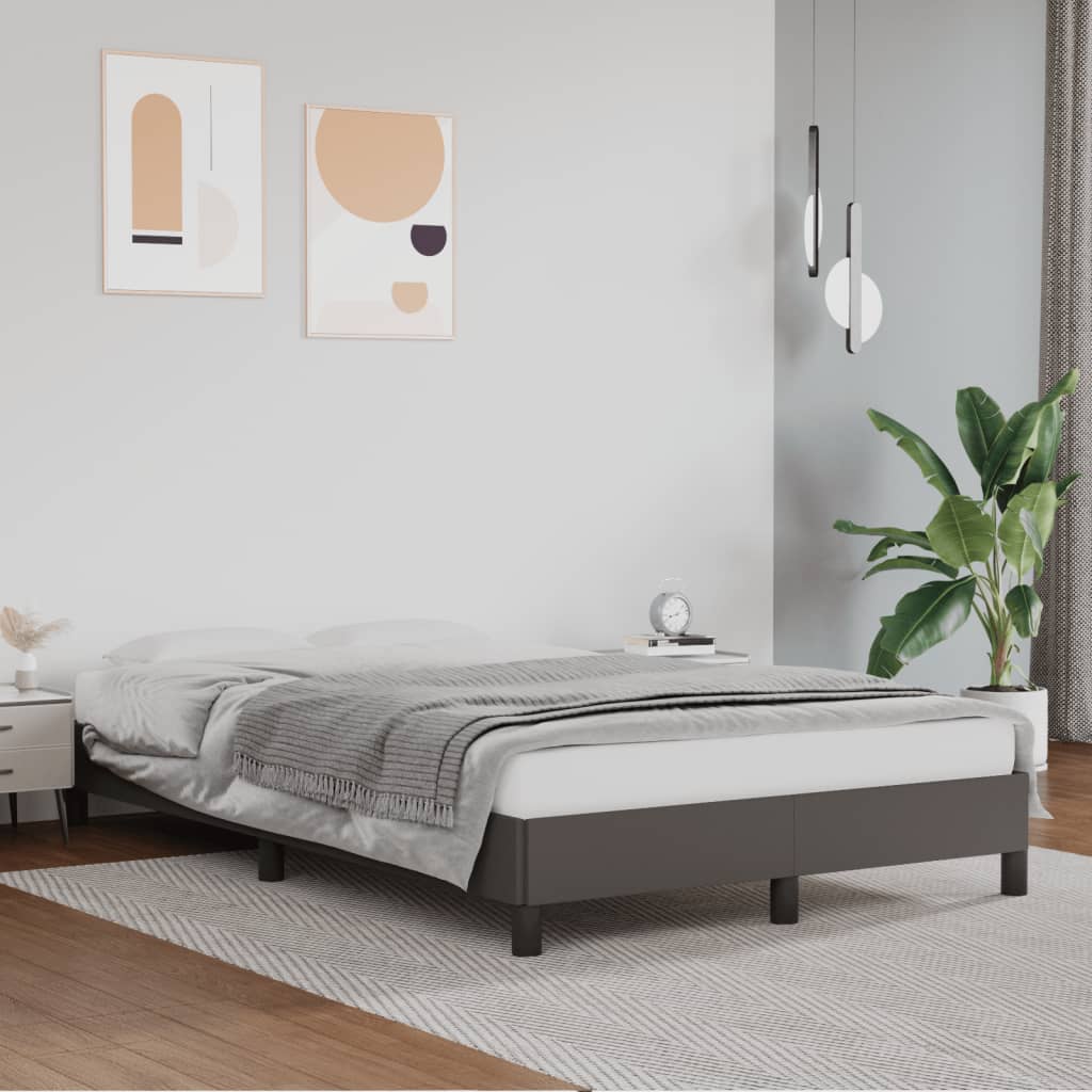 vidaXL Cadru de pat, gri, 120x190 cm, piele ecologică