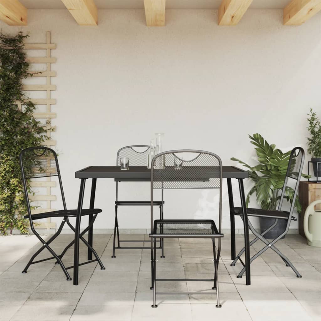 vidaXL Set de masă pentru grădină, 5 piese, plasă metalică antracit