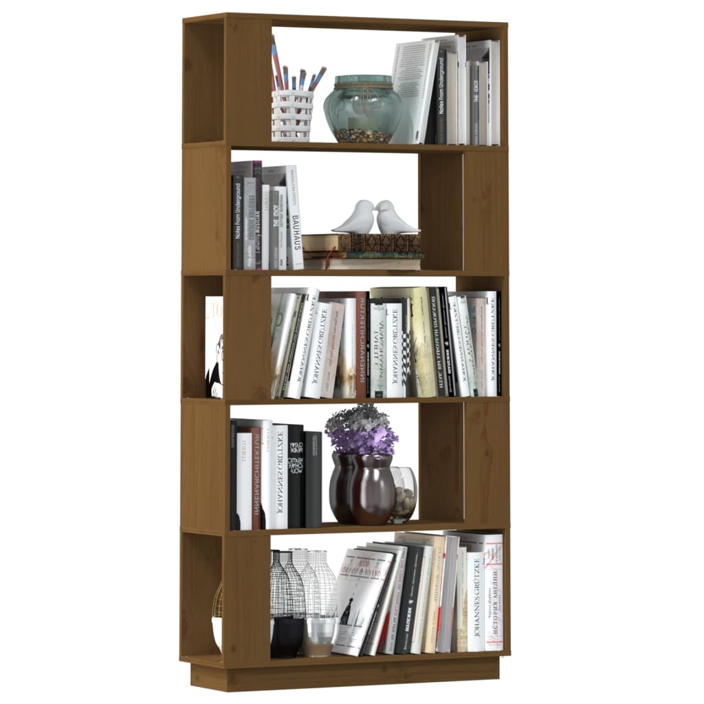 vidaXL Bibliotecă/Separator cameră maro miere, 80x25x163,5 cm lemn pin