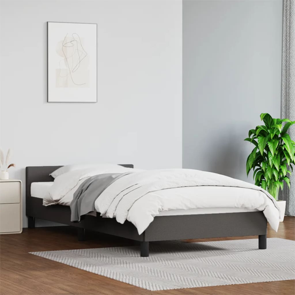 vidaXL Cadru de pat cu tăblie, gri, 80x200 cm, piele ecologică