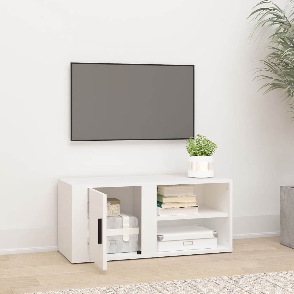 vidaXL Comodă TV, alb, 80x31,5x36 cm, lemn prelucrat