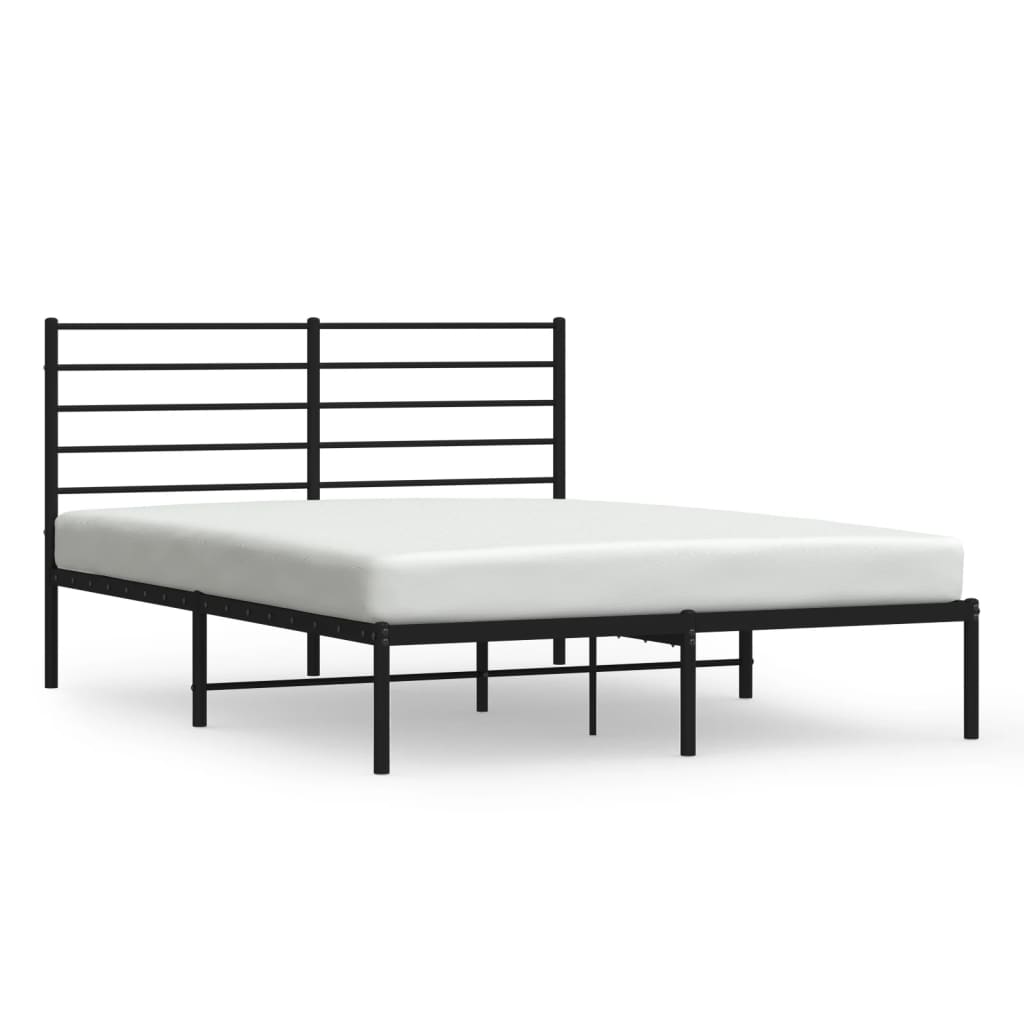 vidaXL Cadru de pat metalic cu tăblie, negru, 120x190 cm