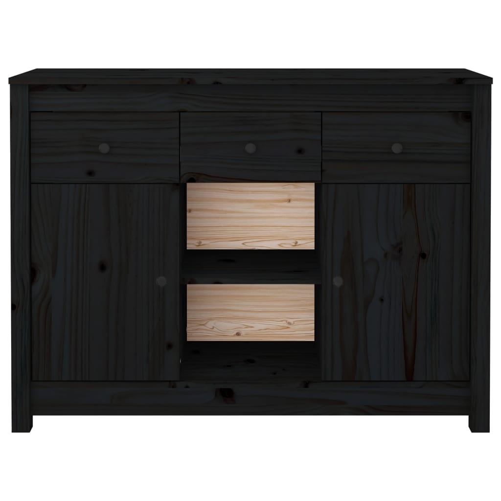 vidaXL Servantă, negru, 100x35x74,5 cm, lemn masiv de pin