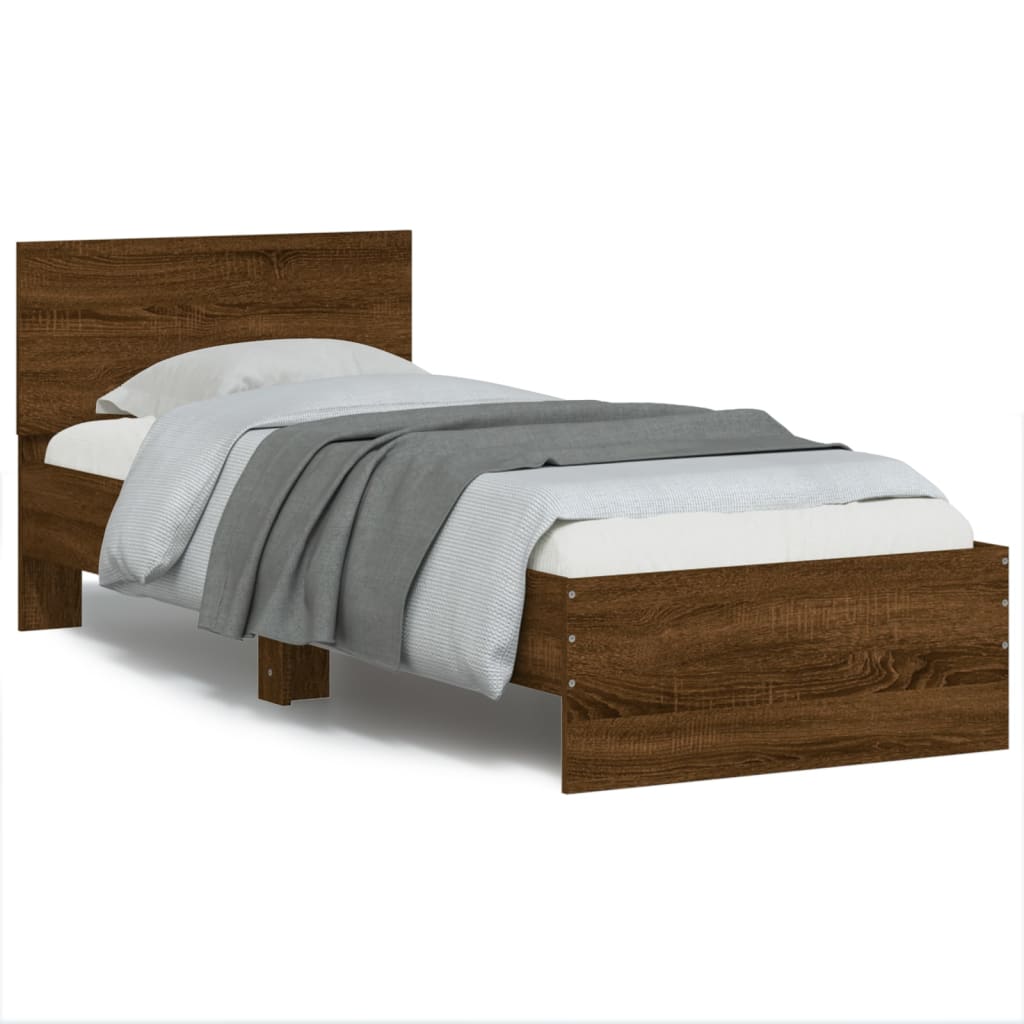 vidaXL Cadru de pat cu tăblie stejar maro 75x190 cm lemn prelucrat