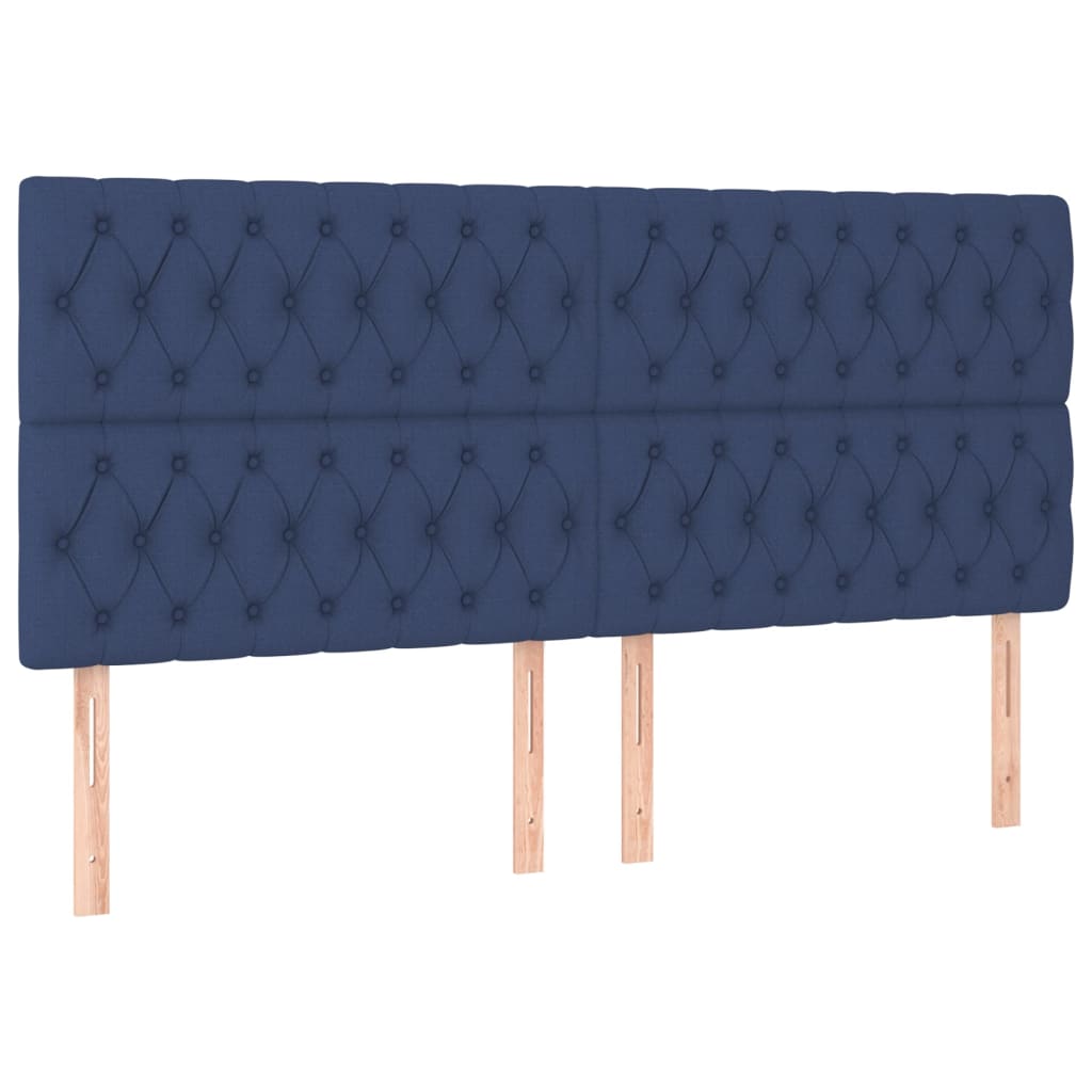 vidaXL Tăblii de pat, 4 buc, albastru, 100x7x78/88 cm, textil