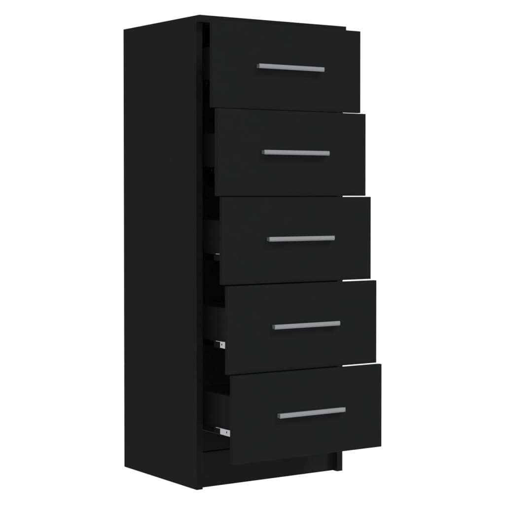 vidaXL Comodă înaltă cu sertare, negru, 41x35x106 cm, lemn prelucrat