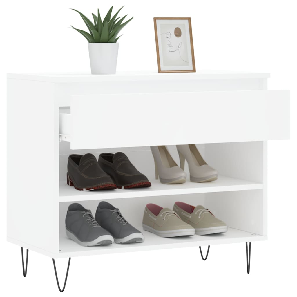 vidaXL Pantofar, alb, 70x36x60 cm, lemn prelucrat