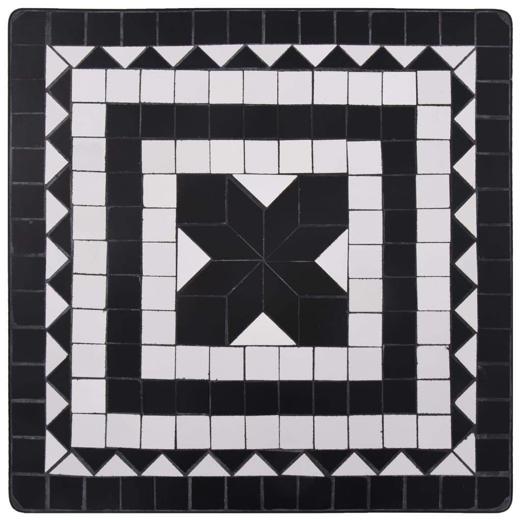 vidaXL Set de bistro mozaic, 3 piese, negru & alb, placă ceramică