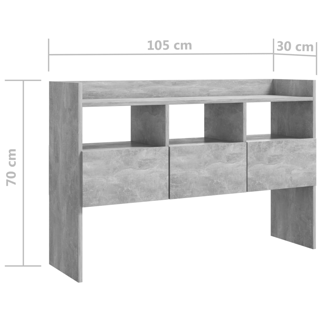 vidaXL Servantă, gri beton, 105x30x70 cm, PAL