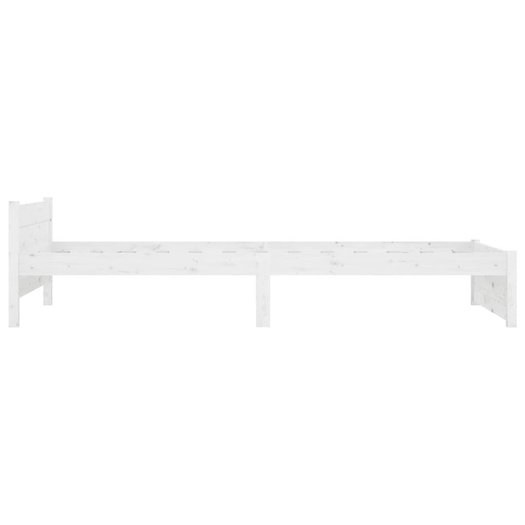 vidaXL Cadru de pat Single 3FT, alb, 90x190 cm, lemn masiv