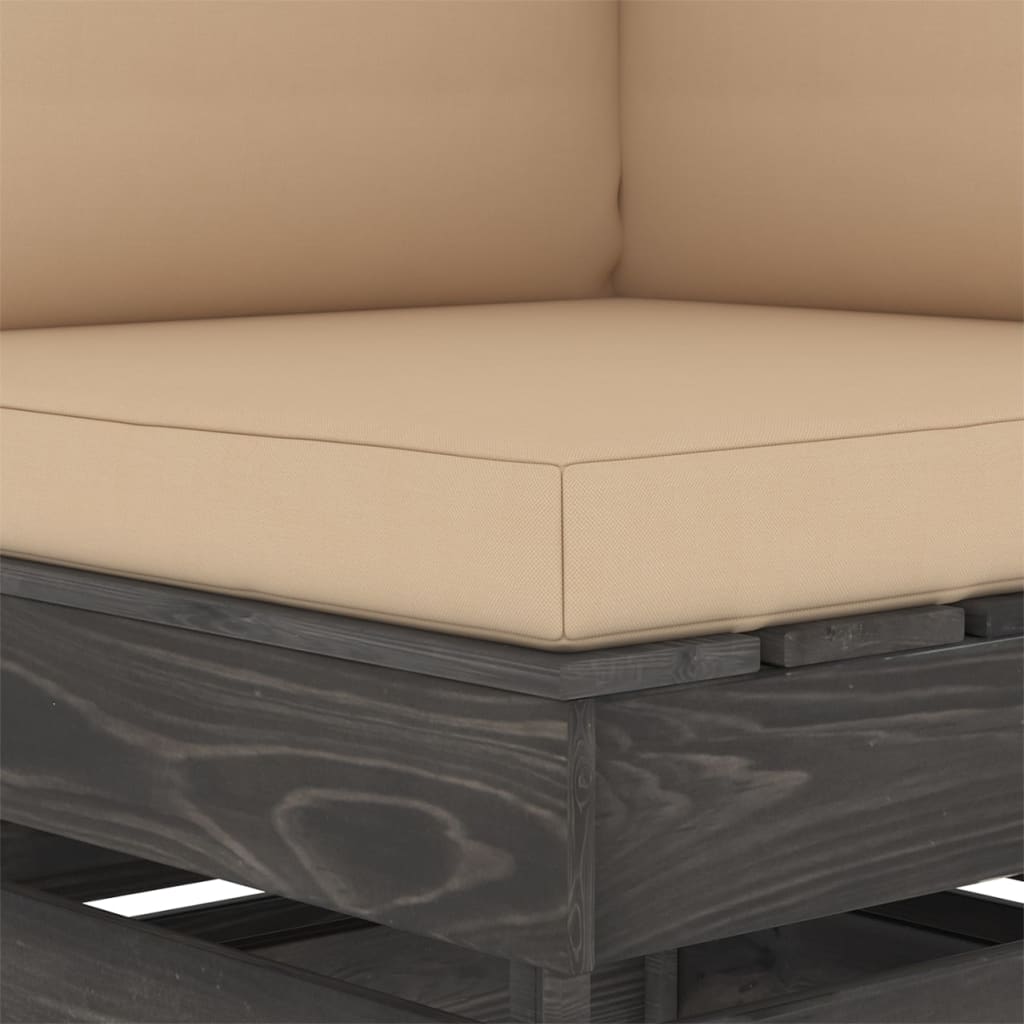 vidaXL Canapea de colț modulară cu perne, gri, lemn impregnat