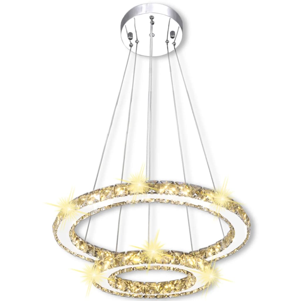 Lustră candelabru din cristal cu inel dublu cu LED-uri