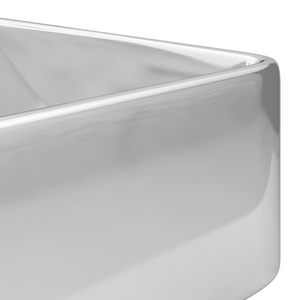 vidaXL Chiuvetă cu orificiu robinet, argintiu, 48x37x13,5 cm, ceramică