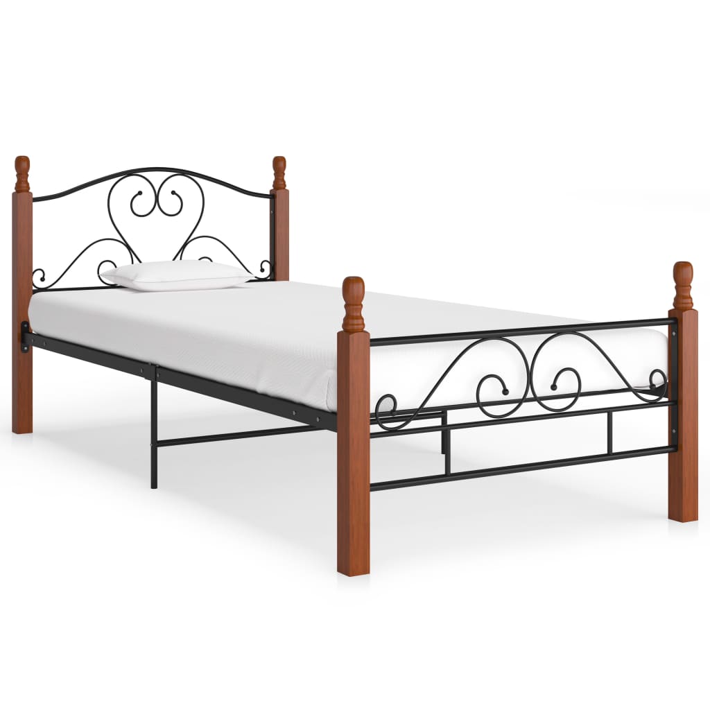 vidaXL Cadru de pat, negru, 90x200 cm, metal