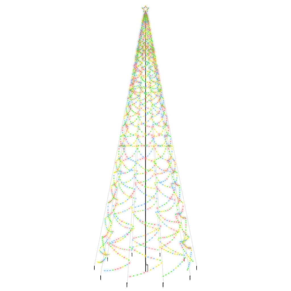 vidaXL Brad de Crăciun cu țăruș, 3000 LED-uri, multicolor, 800 cm