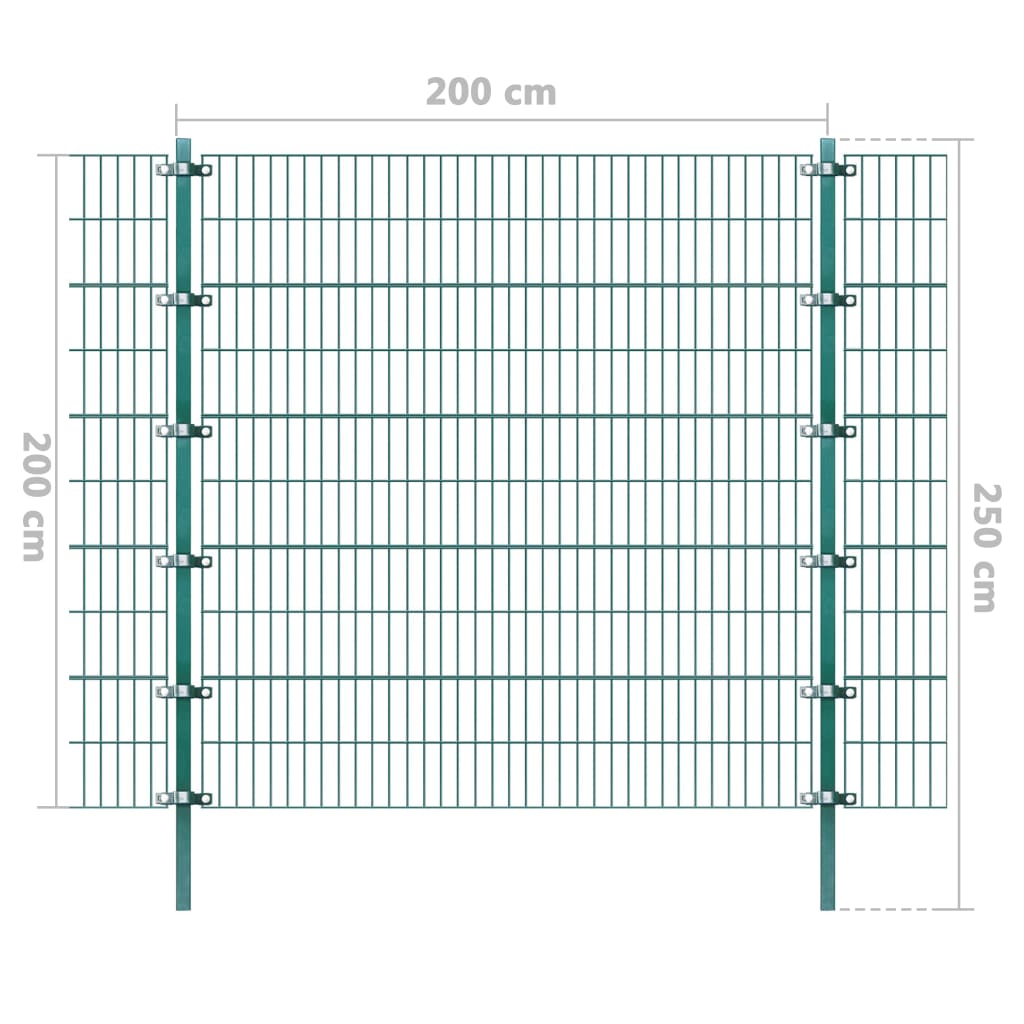 vidaXL Panou gard cu stâlpi, verde 6x2 m, fier vopsit electrostatic