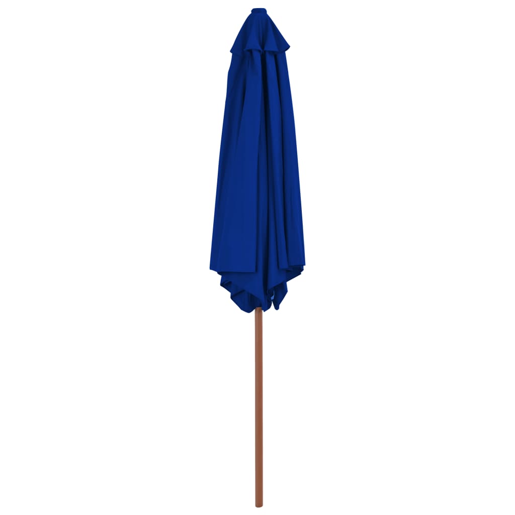 vidaXL Umbrelă de soare exterior cu stâlp din lemn, albastru, 270 cm