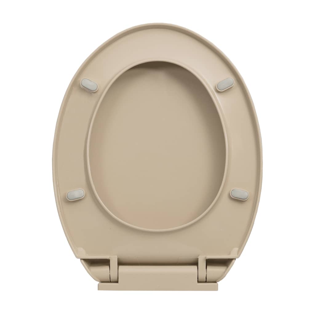 vidaXL Capac WC cu închidere silențioasă, bej, oval