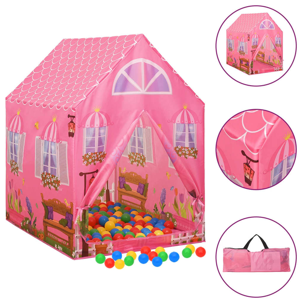 vidaXL Cort de joacă pentru copii, roz, 69x94x104 cm