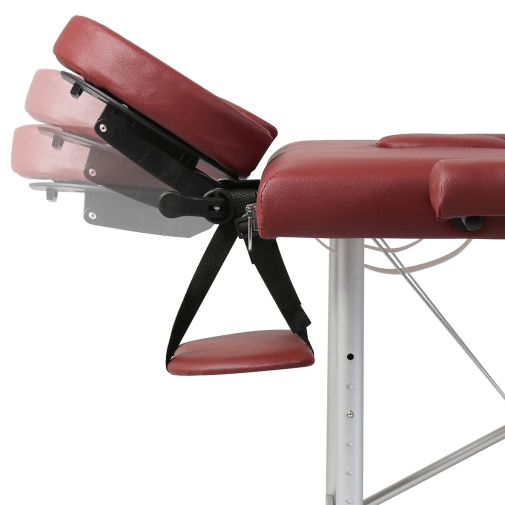 vidaXL Masă masaj pliabilă, 3 zone, roșu, cadru aluminiu