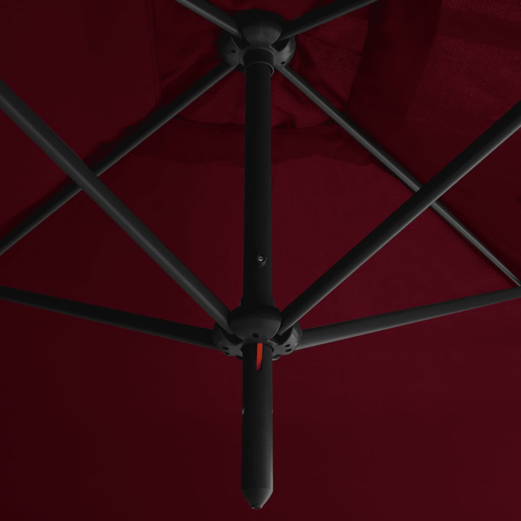 vidaXL Umbrelă de soare dublă, stâlp din oțel, roșu bordo, 600x300 cm