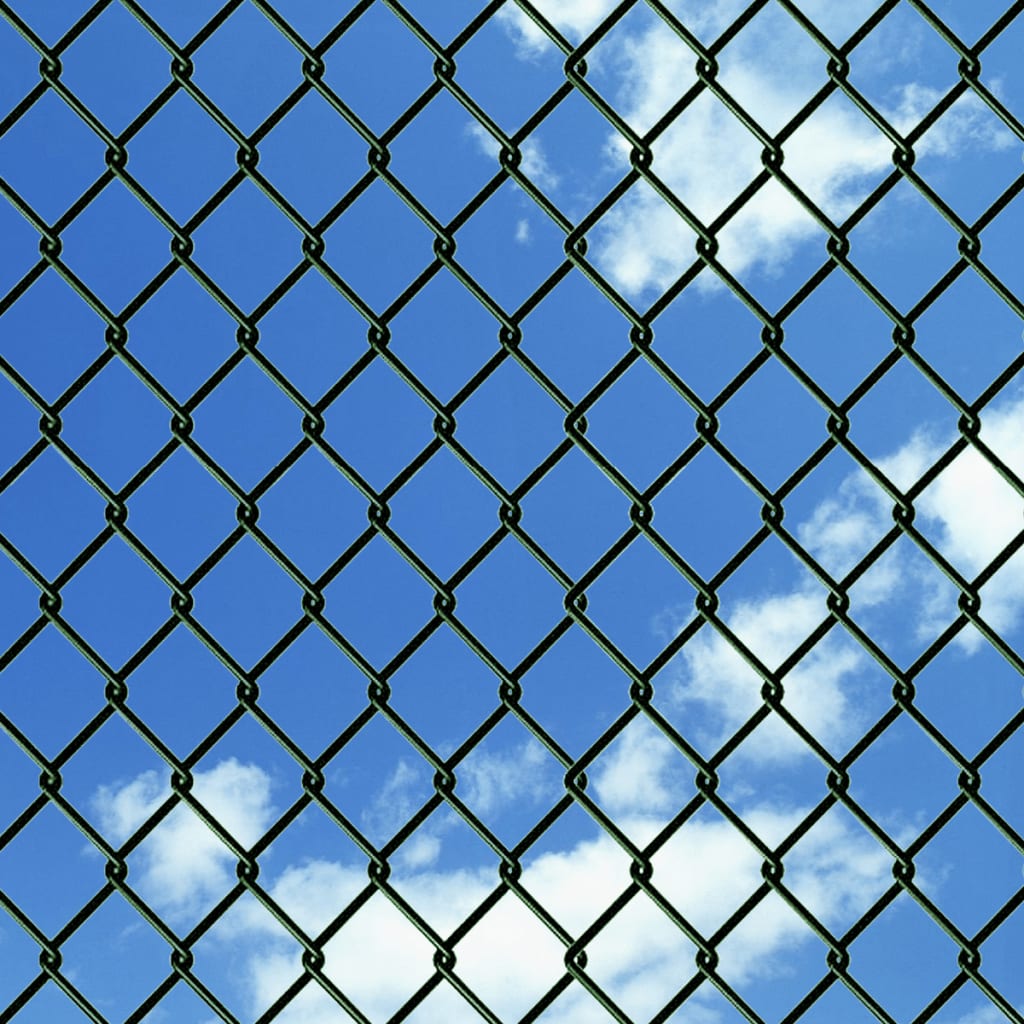 vidaXL Gard de legătură din plasă cu stâlpi, verde, 0,8 x 15 m, oțel